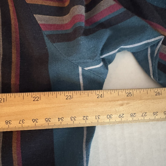 Savile Row Traditions Men’s L Button Front Shirt Blue Multicolor Vertical Stripe - Picture 7 of 9